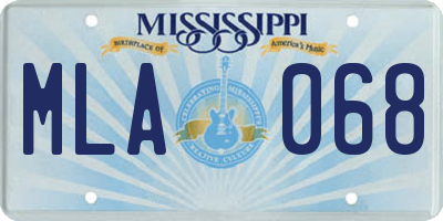 MS license plate MLA068
