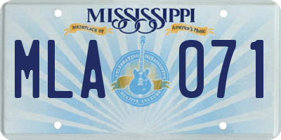 MS license plate MLA071