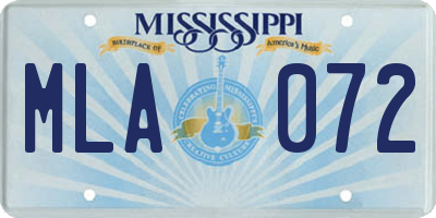 MS license plate MLA072