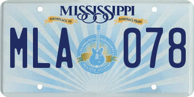 MS license plate MLA078