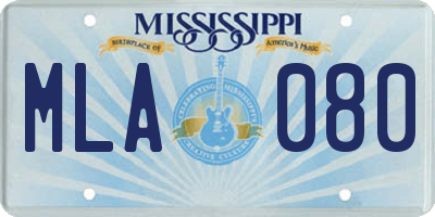 MS license plate MLA080
