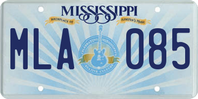 MS license plate MLA085