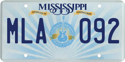 MS license plate MLA092