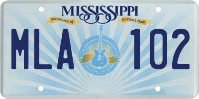 MS license plate MLA102