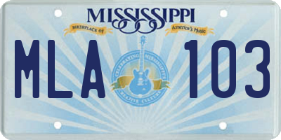 MS license plate MLA103