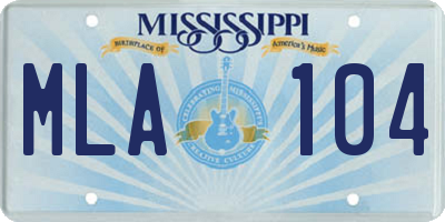 MS license plate MLA104
