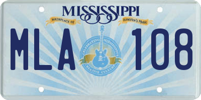 MS license plate MLA108