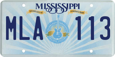 MS license plate MLA113