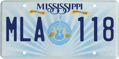 MS license plate MLA118