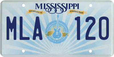 MS license plate MLA120