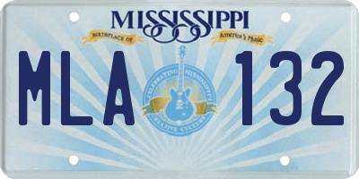 MS license plate MLA132