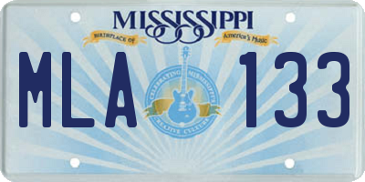 MS license plate MLA133