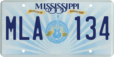 MS license plate MLA134