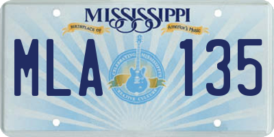MS license plate MLA135