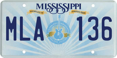 MS license plate MLA136