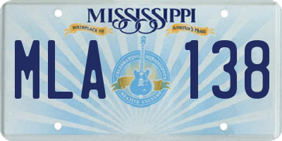 MS license plate MLA138