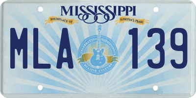 MS license plate MLA139