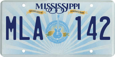 MS license plate MLA142
