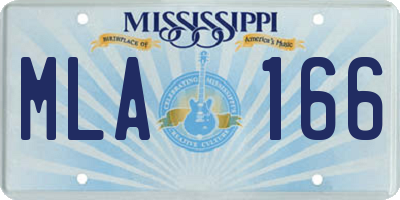 MS license plate MLA166