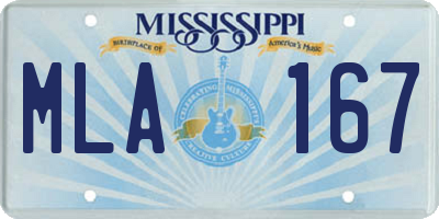 MS license plate MLA167