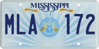 MS license plate MLA172