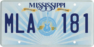 MS license plate MLA181