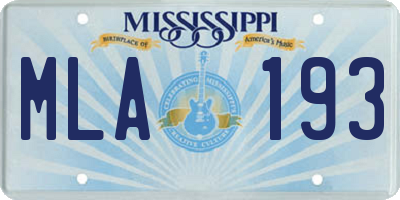 MS license plate MLA193