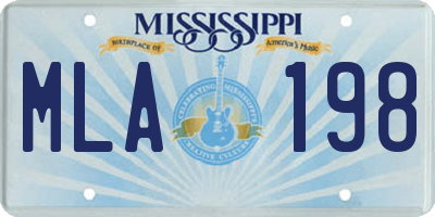 MS license plate MLA198