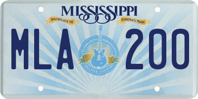MS license plate MLA200