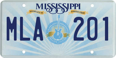 MS license plate MLA201