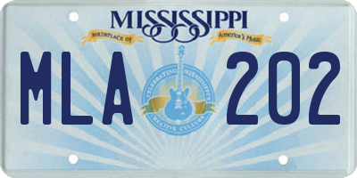 MS license plate MLA202
