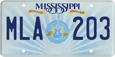 MS license plate MLA203