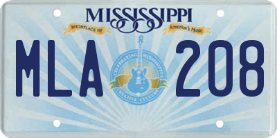 MS license plate MLA208