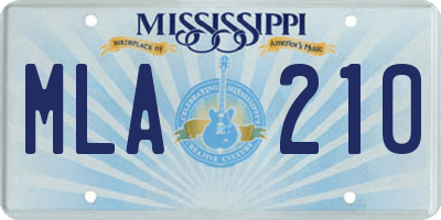 MS license plate MLA210