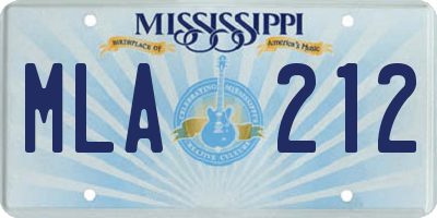 MS license plate MLA212