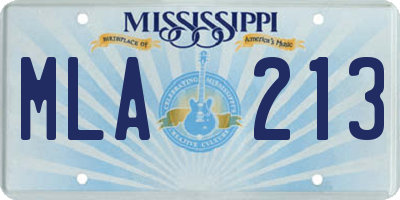 MS license plate MLA213