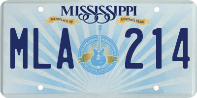 MS license plate MLA214