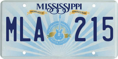 MS license plate MLA215