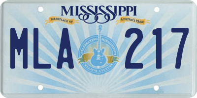 MS license plate MLA217