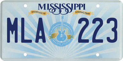 MS license plate MLA223