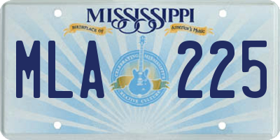 MS license plate MLA225