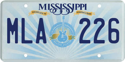 MS license plate MLA226
