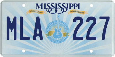 MS license plate MLA227