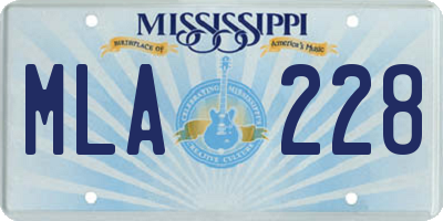 MS license plate MLA228