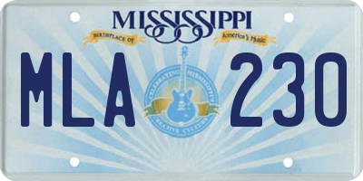 MS license plate MLA230