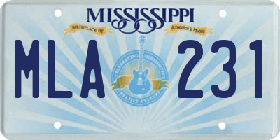 MS license plate MLA231