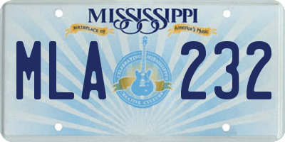 MS license plate MLA232