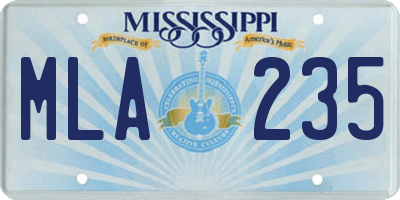 MS license plate MLA235