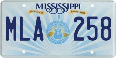 MS license plate MLA258