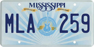 MS license plate MLA259